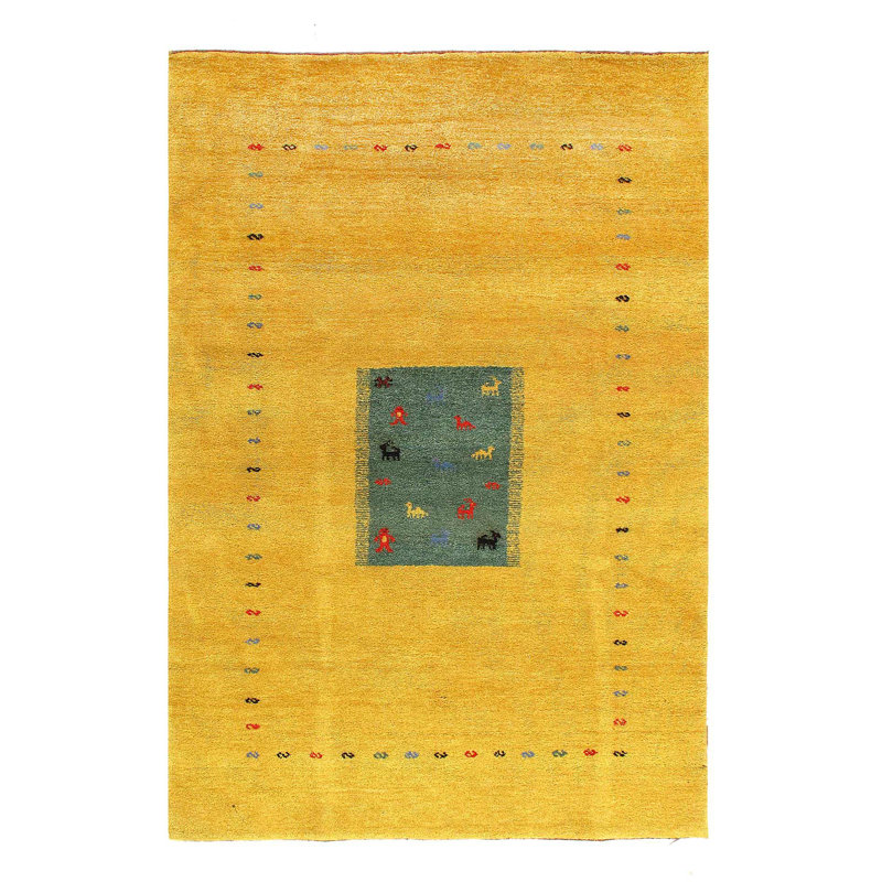 Canvello Hand Knotted Gabbeh Gold Area Rugs - 6' X 9'