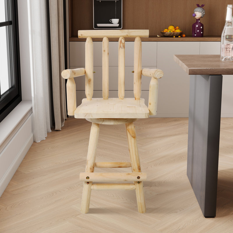 Solid Wood Swivel Counter & Bar Stool, Natural