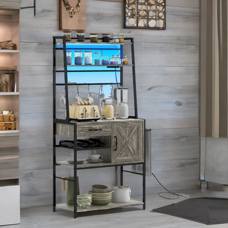 Coffee Bar With Storage, Gray