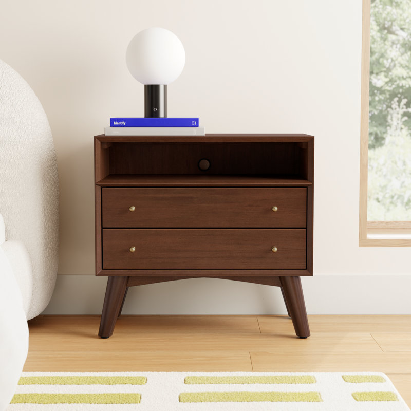 Williams 2-Drawer Nightstand with Shelf, Walnut