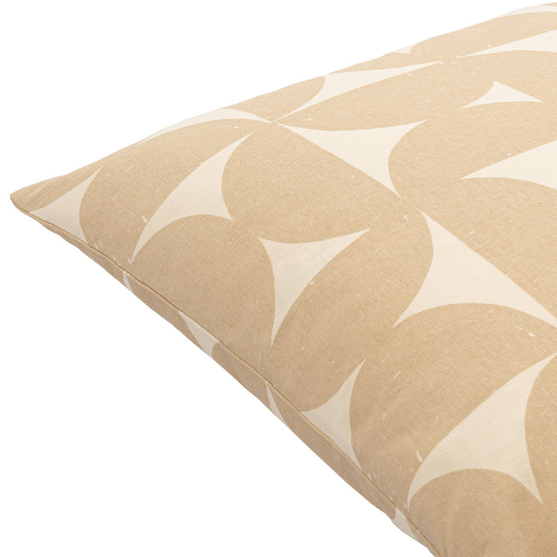 Saritha Geometric Down Throw Pillow, 18" x 18", Tan/Beige