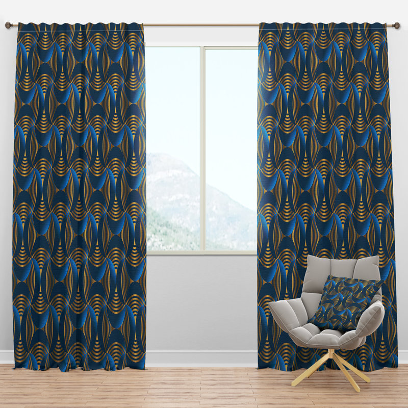 Panneau de rideau simple semi-diaphane avec passe-tringle Mid-Century, l 52 po x L 120 po