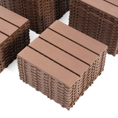Plastic Interlocking Deck Tiles,44 Pack Patio Deck Tiles,12"X12" Square Waterproof Outdoor All Weather Use, Patio Decking Tiles For Poolside Balcony Backyard