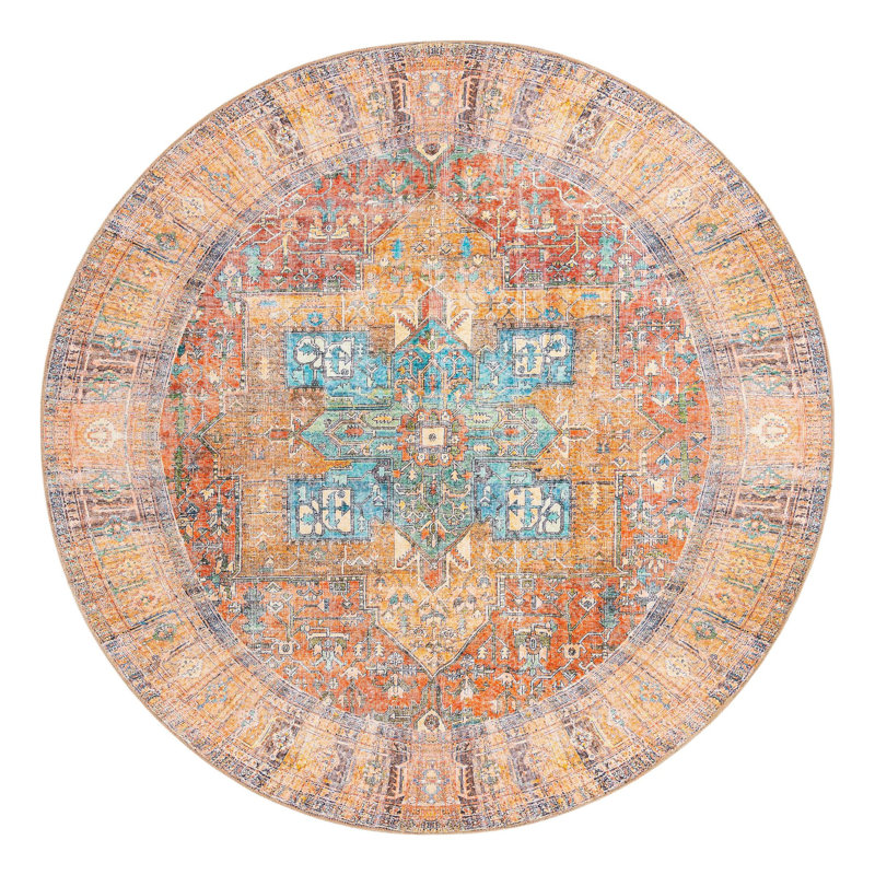 Chenille Geometric Indoor Rug, Round 7'7"