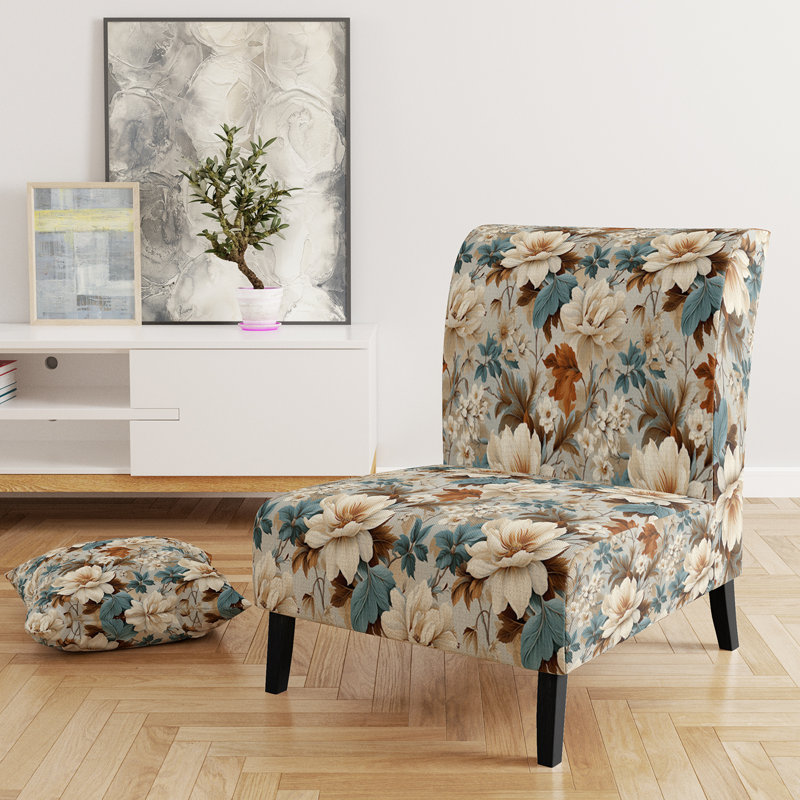 Fauteuil de chambre vintage rembourré bohème et éclectique Vintage Florals VII