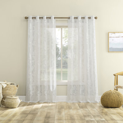 Nadia Textured Botanical Semi-Sheer Grommet Curtain Panel