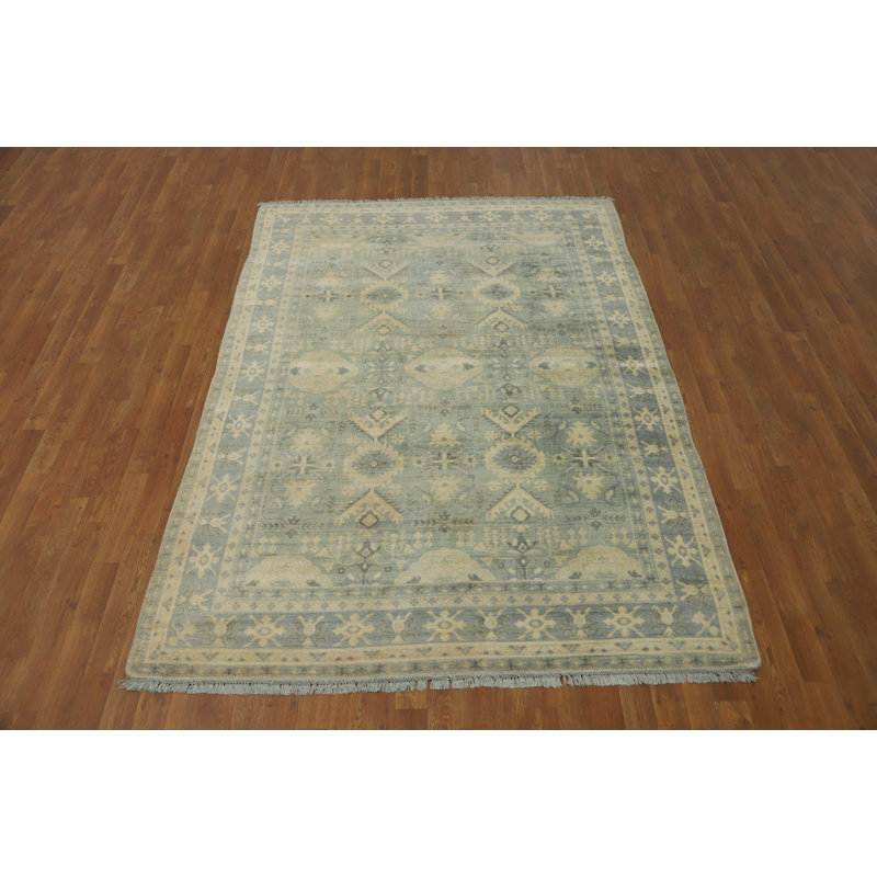 Tapis unique en coton bleu marine et bleus 7 pi 11 po x 5 pi 7 po