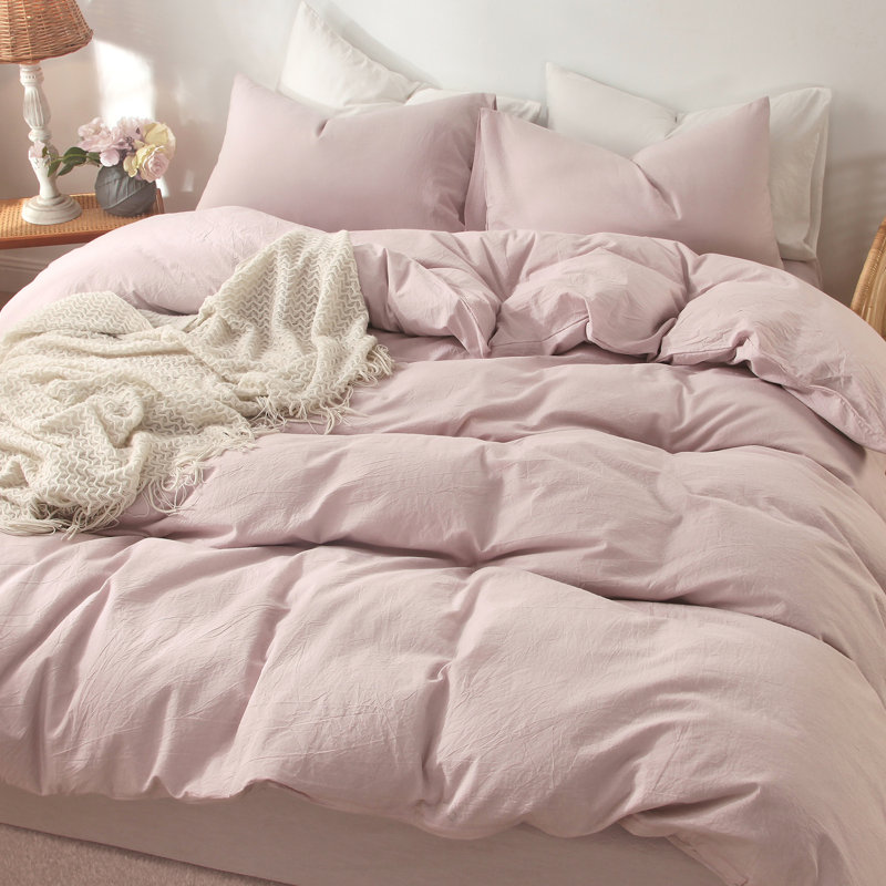 Olive Green Full Cotton Duvet Cover Set with Pillowcases