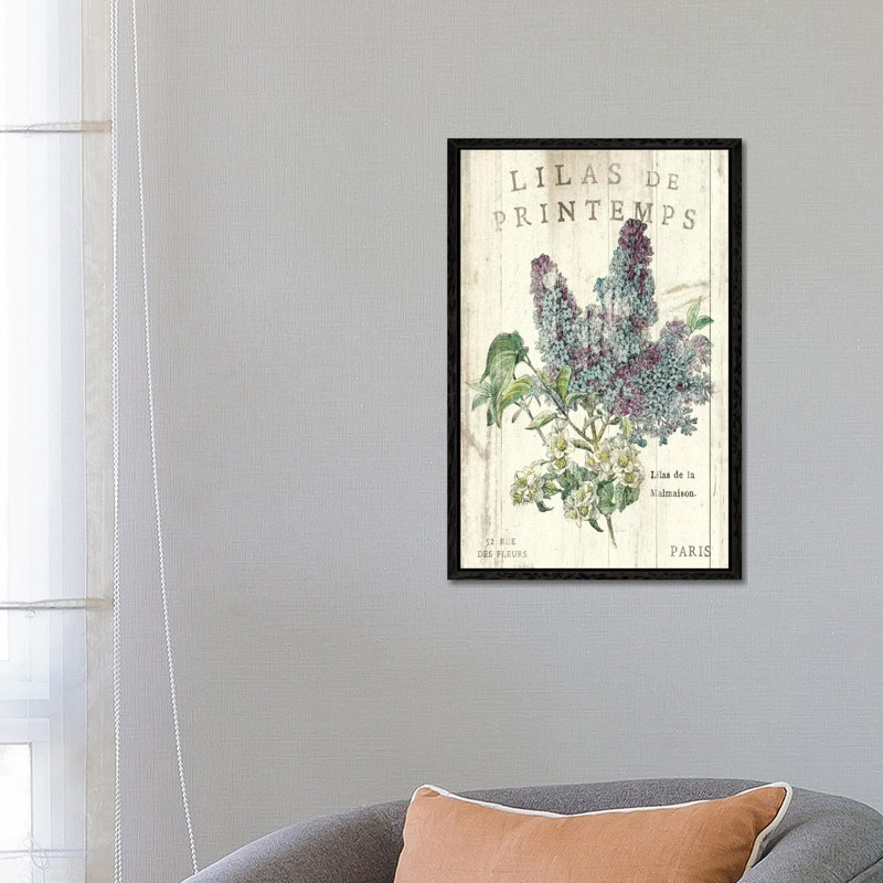 Lilas De Printemps - Print on Canvas, 101.6 cm H x 66.04 cm W, Black Floater Framed
