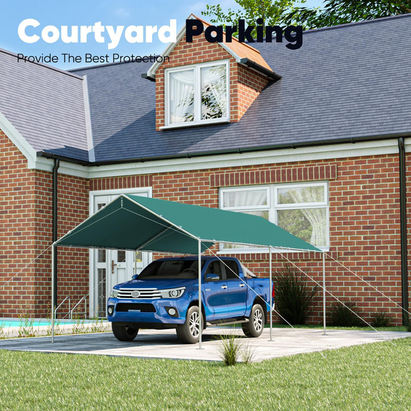 Quictent 10X20ft Heavy Duty Carport Outdoor Car Canopy with 3 Reinforced Steel Cables-Green, Green, Green
