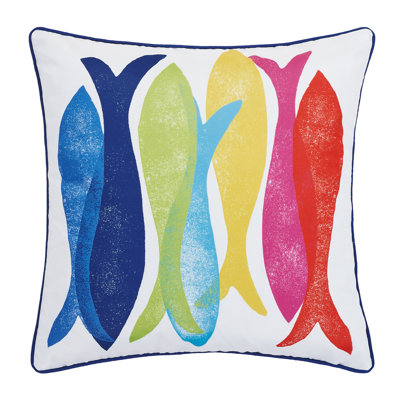 Coussin intérieur / extérieur imprimé en toile Fiesta Fish - carré 20 po