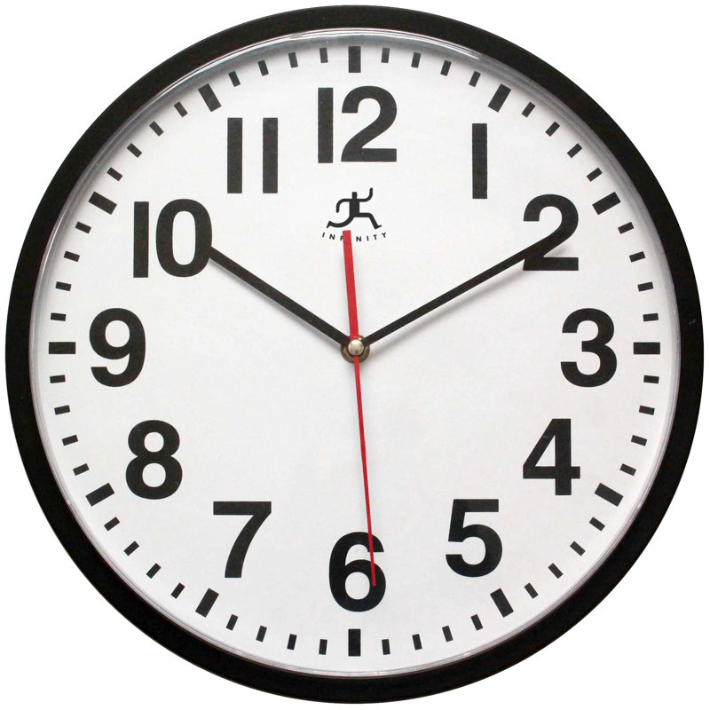 Waldschmidt Office Round Plastic Wall Clock 13 Inches - Black
