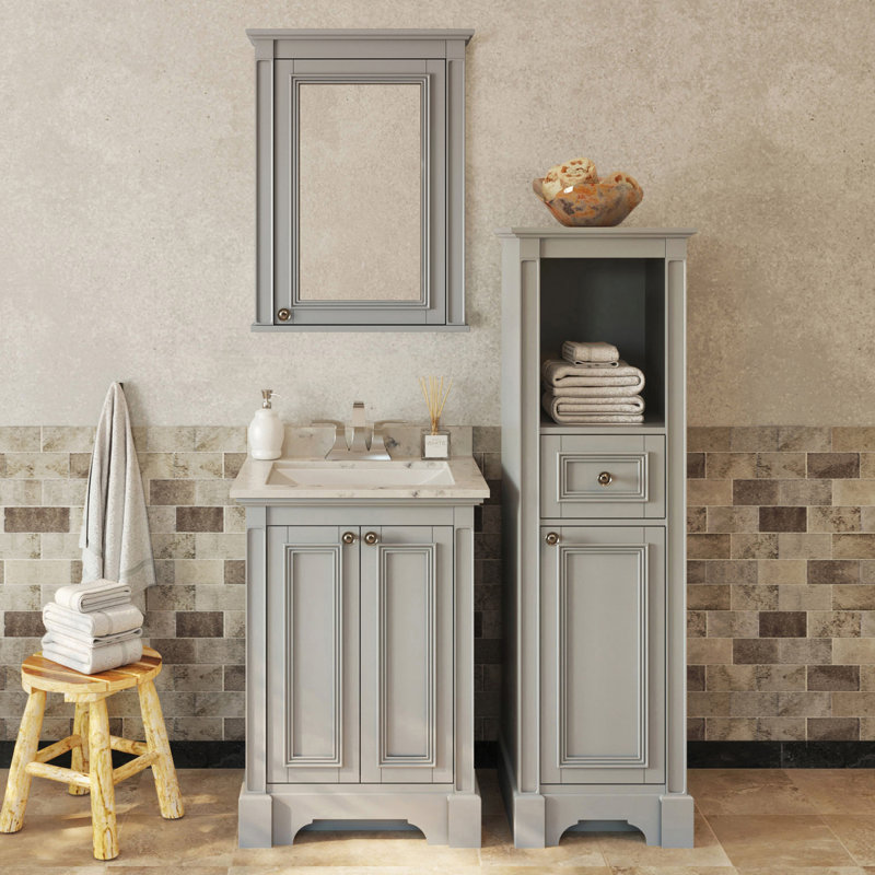 Armoire à pharmacie 1 porte avec cadre MagickWoods, Gris nuageux