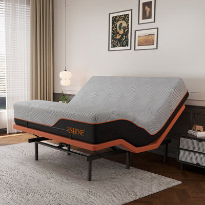 Adjustable Bed with 14" Ultra-Plush Black Mattress, Massage, Wireless Remote, App Control, Zero Gravity, Underbed Light, USB & Type C Ports on both sides