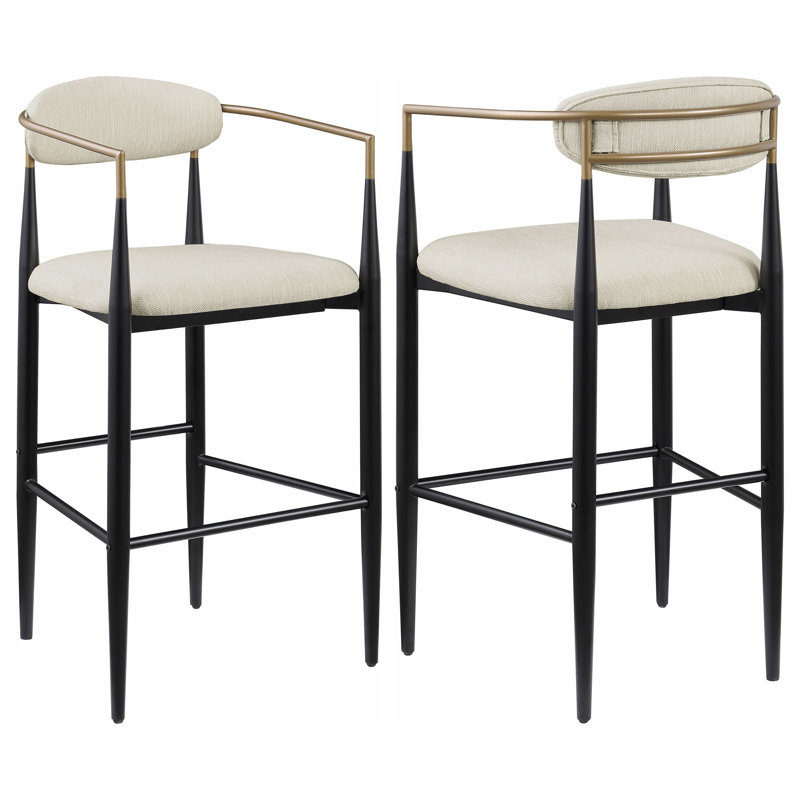 Ensemble de 2 chaises de bar rembourrées en tissu Renfroe, Menthe