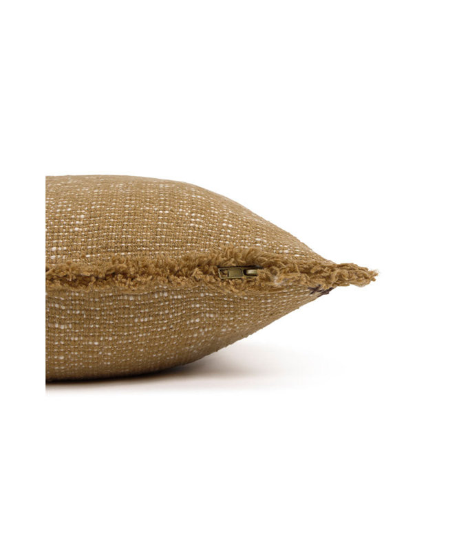 Coussin tissé à la main, Rectangle H 12 po x l 20 po, Ocre