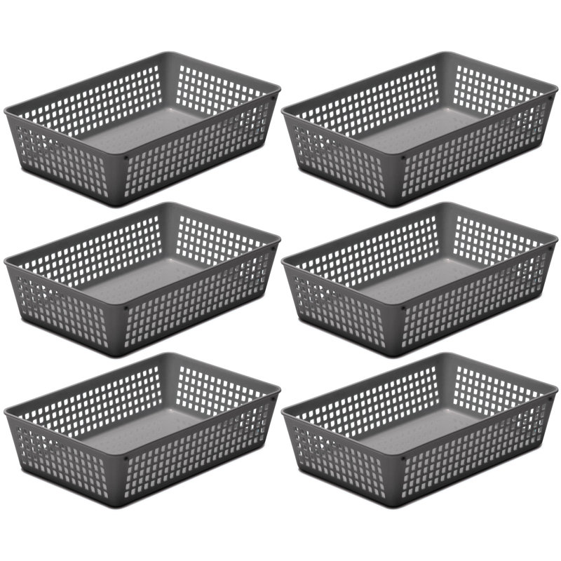 Rebrilliant Plastic Decorative Bin, Gray, 2.25" H x 9" W x 6" D, 6
