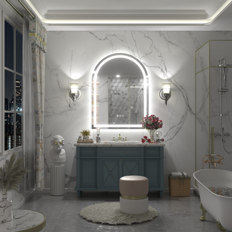 Wayfair Basics® UL Certified LED Anti-Fog Tempered Glass Arch Bathroom/Vanity Mirror , 40" x 30"