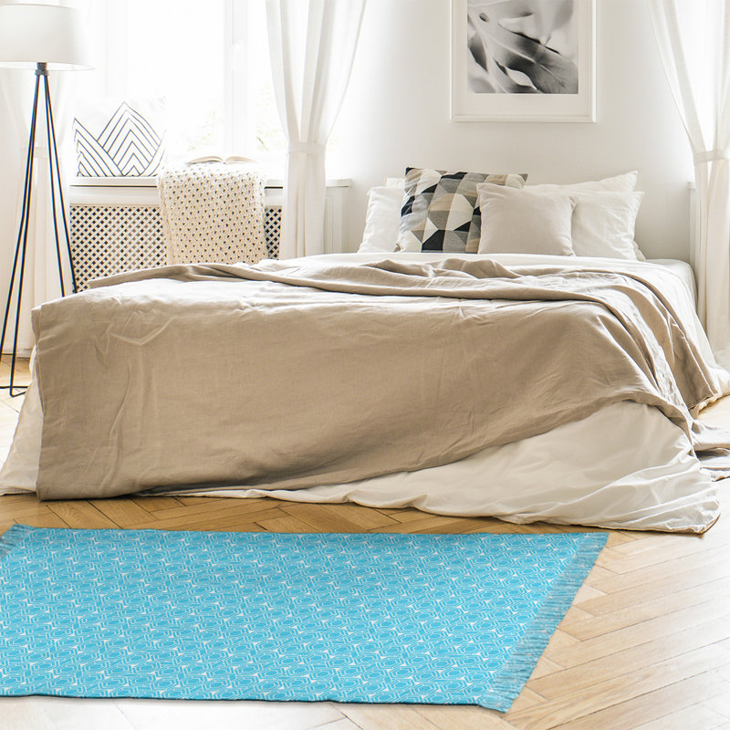 Tapis de zone bleue hexagonale classique en treillis Mcguigan, Non