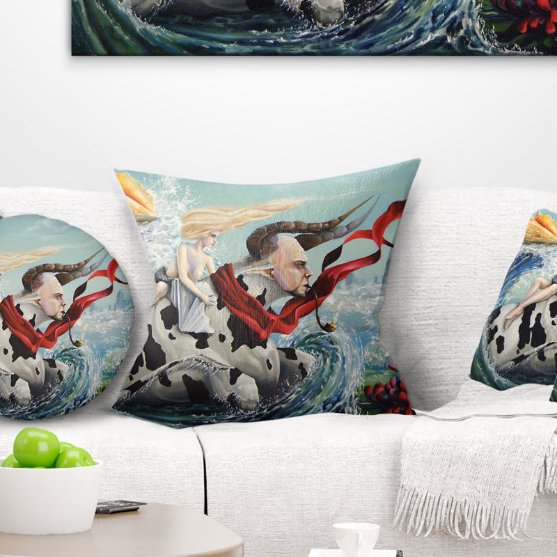  Coussin abstrait «The Rape of Europe», 16 po x 1 po, Coussin décoratif