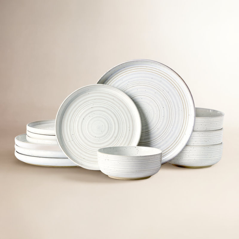 12-Piece Stoneware Dinnerware Set, White