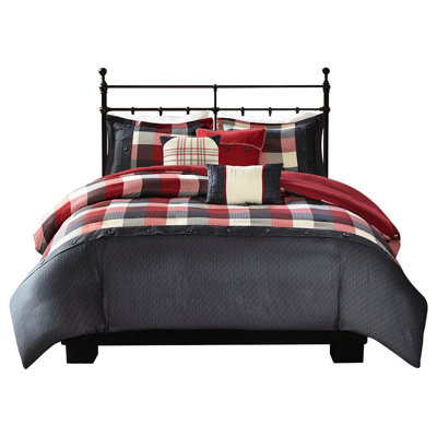 Housse de couette 6 pièces à chevrons de style rustique pour lit très grand / très grand chalet