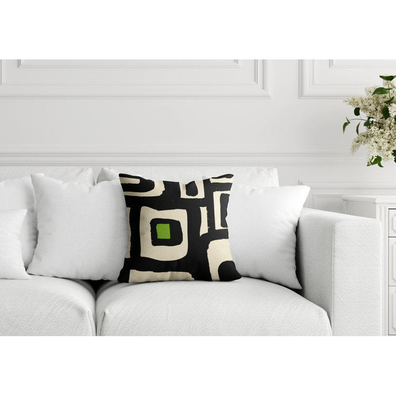 Banksy Spun Polyester Indoor/Outdoor Throw Pillow, 19" x 19", Chartreuse/Off White