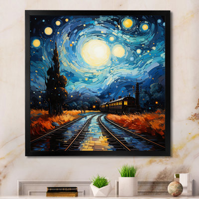 Blue Train Rails By Vincent I - Transportation Wall Art Living Room