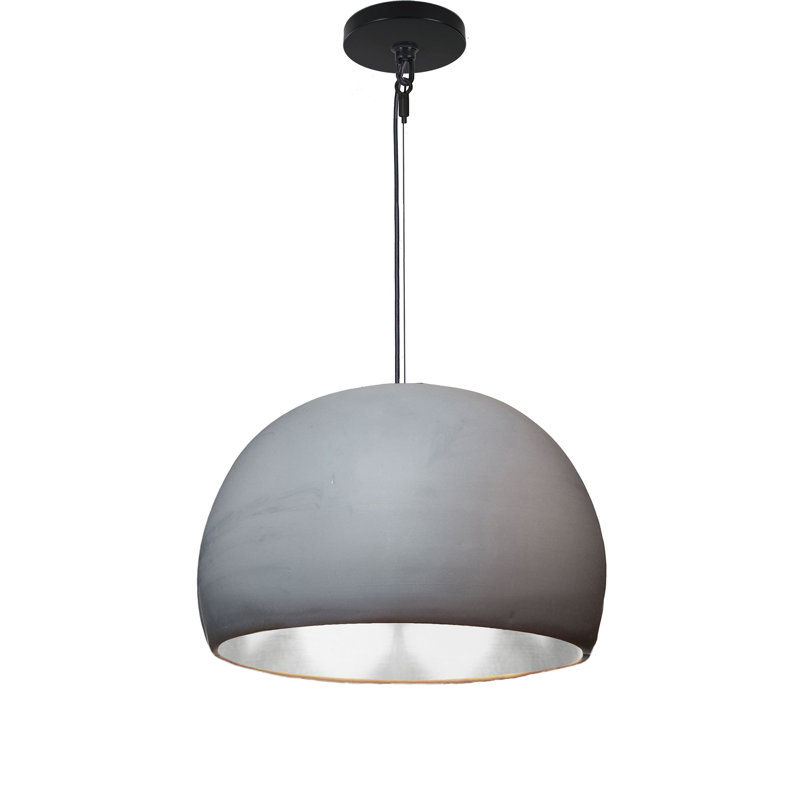 Luminaire suspendu en dome à 1 lumière, Noir, Incandescent, Noir mat / laiton