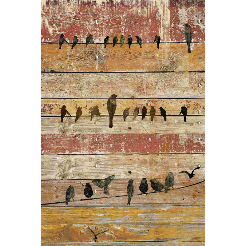 " Birds On Wood II " by Irena Orlov Painting Print, 18" H x 12" W