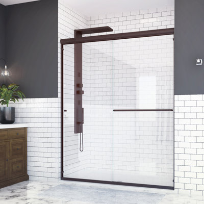 Distinctive 58 in. W x 70.5 in. H Sliding Bypass Semi-Frameless Shower Door in Oil Rubbed Bronze with 1/4 in. Glass