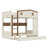 Full Over Full Bunk Bed With Trundle And Storage Shelves, Solid Wood Bunk Beds With Hooks, No Box Spring Needed, Beige&Natural-230076505