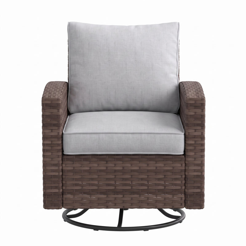 Outdoor Hand-Woven Wicker Patio Swivel Chair, Gray, Gray