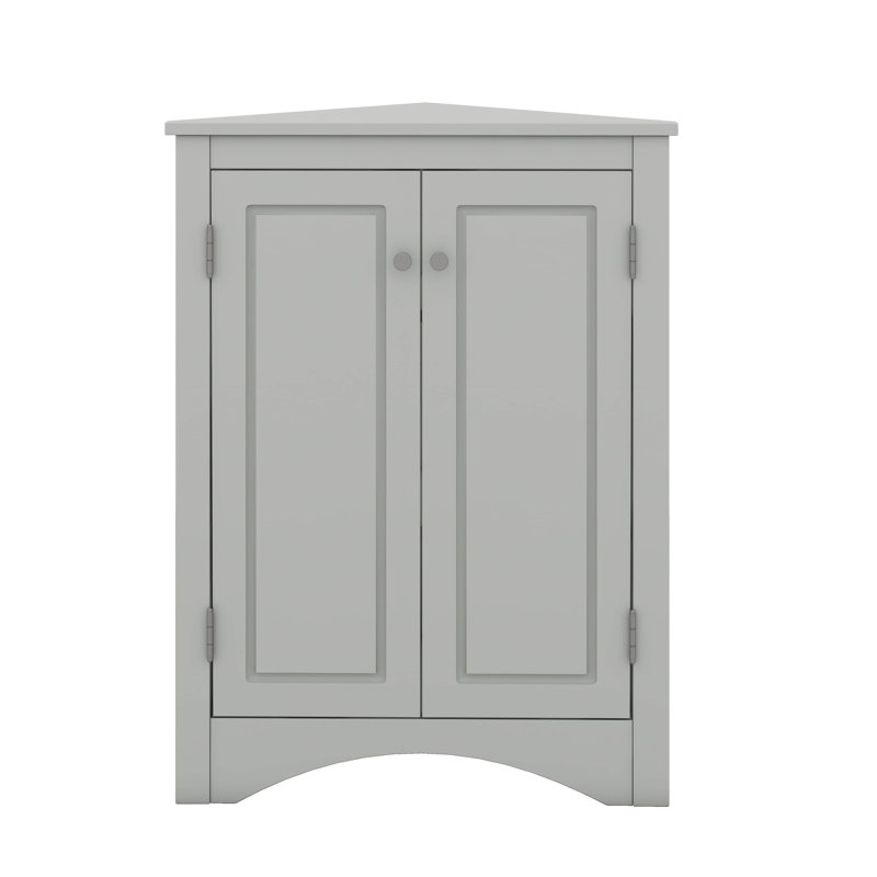 Armoire d'angle triangulaire avec tablettes réglables et portes élégantes, Gris