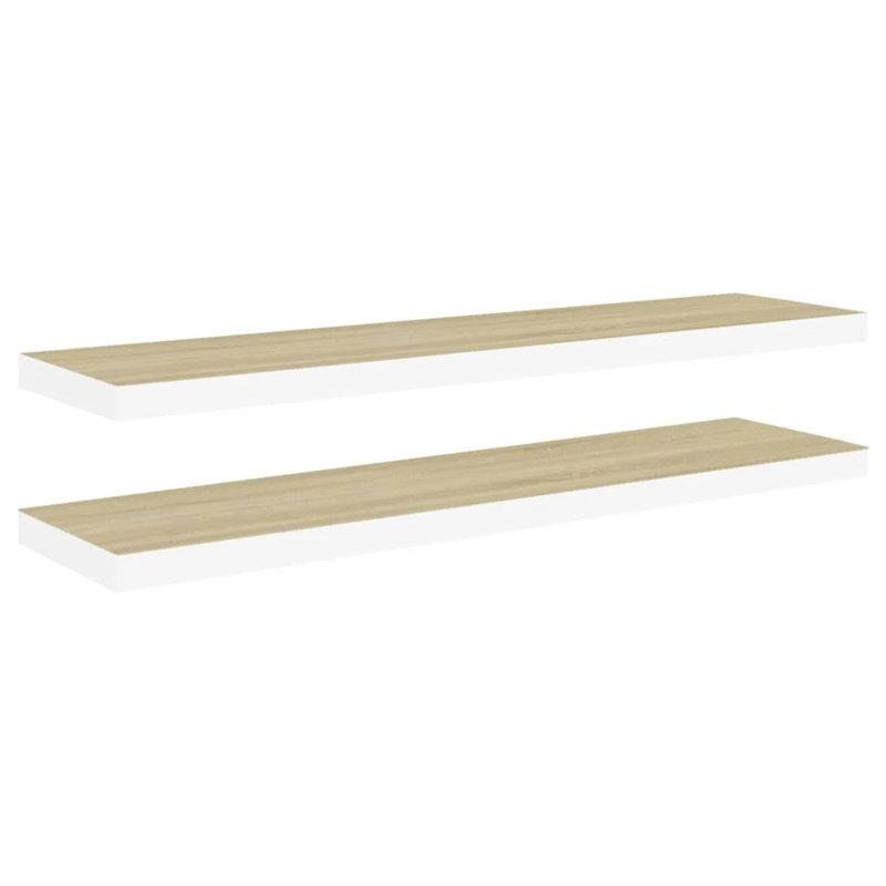 Bridgeville 2 Piece Floating Shelf, 3.8 cm H x 120 cm W x 23.5 cm D, Oak/White