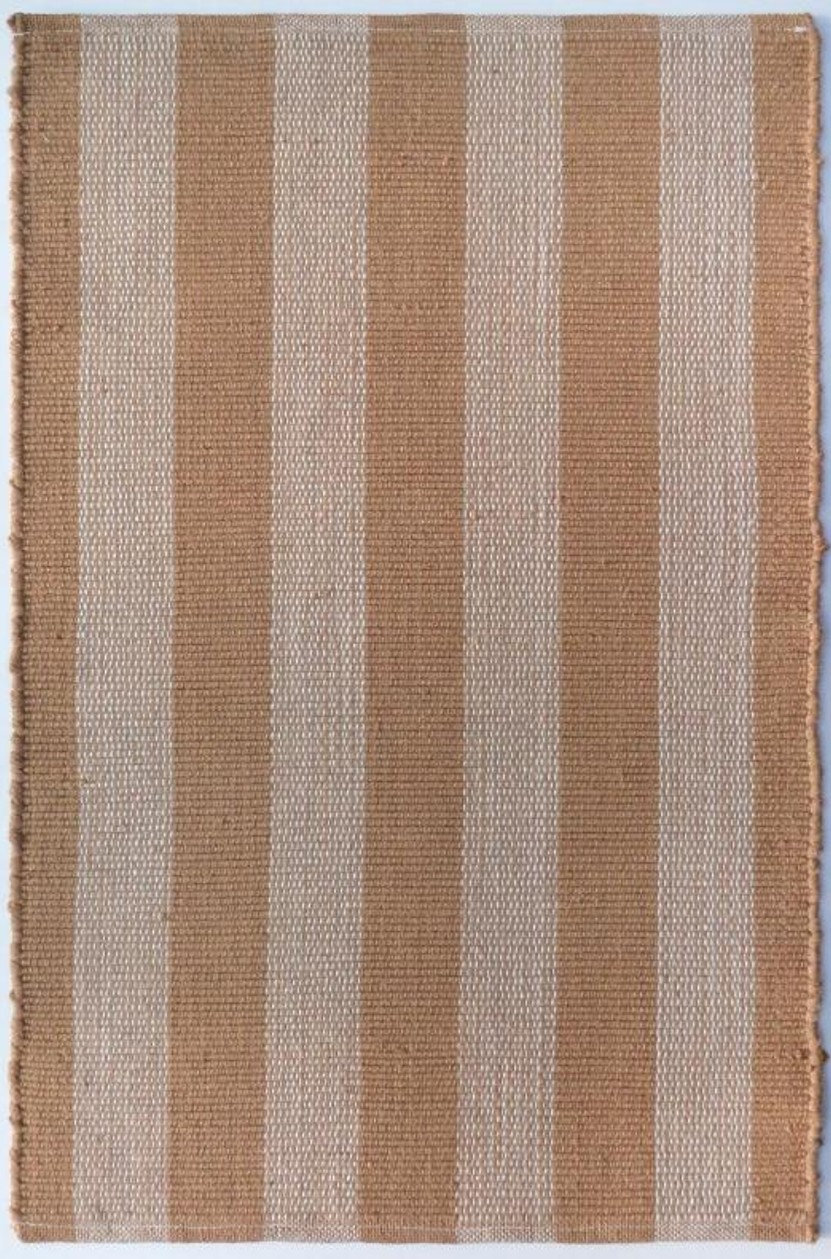 Jeanette Hand-Woven Striped Rug, Tan, Rectangle 2' x 3'