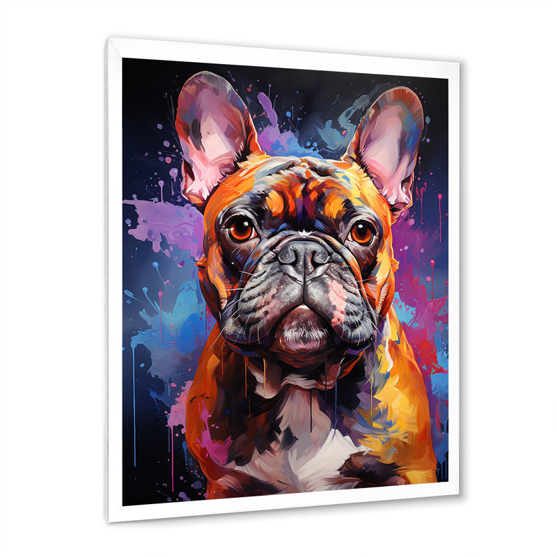 Bulldog Boldness V - reproduction sur toile, Cadre simple blanc, H 40 po x l 30 po x P 1,5 po