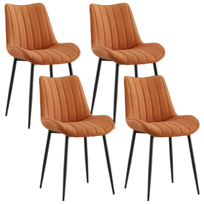 Velvet Dining Chairs Set Of 4, Modern Upholstered Bucket Chairs With Black Metal Legs, Contemporary Side Chairs For Dining Room Kitchen Apartment Vanity Café