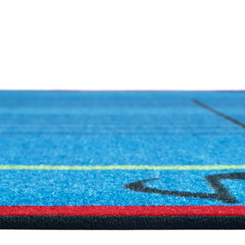 A Sharp Music Classroom KID$Value Plus™ Blue Area Rug, Oval 8' x 12'