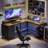 Morihisa L Shaped Desk, 94.5" Reversible Computer Gaming Desk With 3 Drawers, Corner Desk With 2 Monitor Stand, Home Office Desk Workstation-1930855313