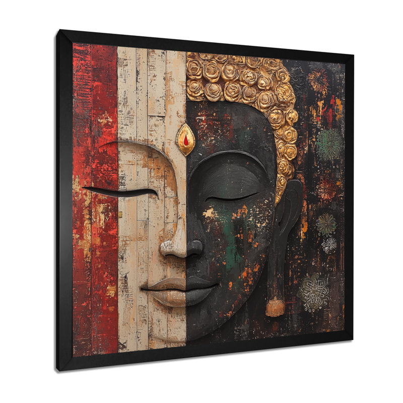 Buddha Whispering Path Of Buddhism I - Art mural impression bouddhiste, Reproduction encadrée d'une seule photo sans pass
