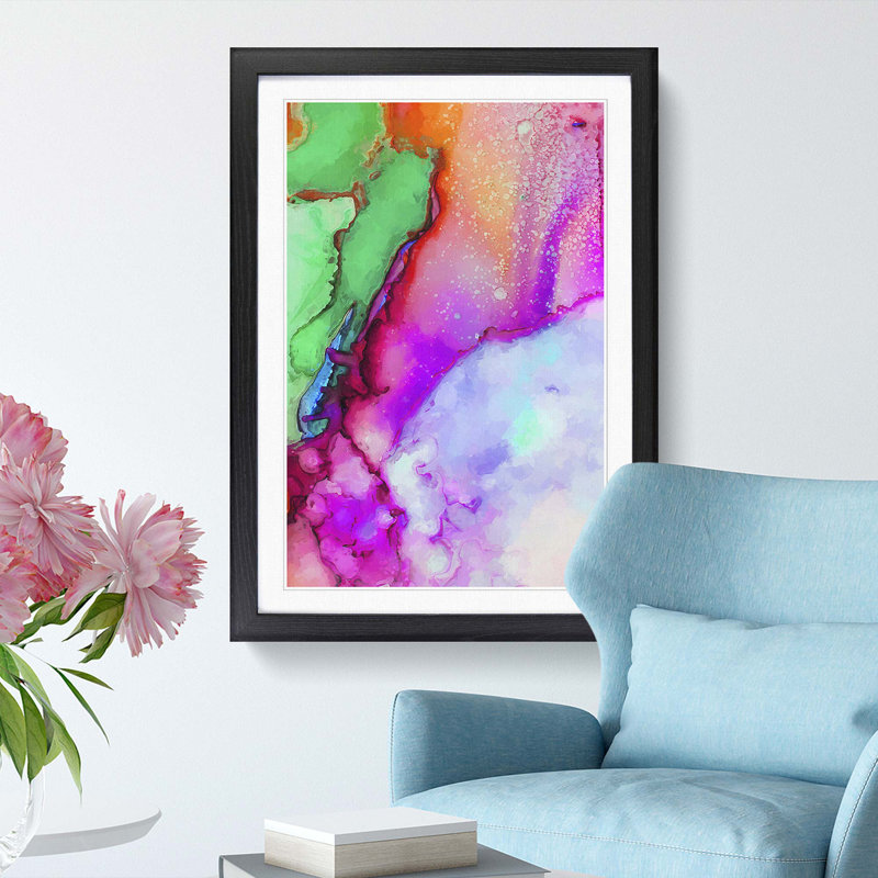 Ink Bliss in Abstract - Framed Print, 76cm H x 50cm W x 2cm D, Black