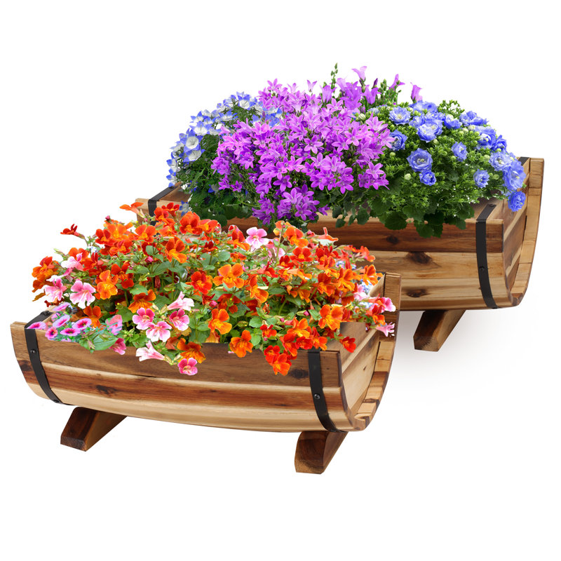 Half Barrel Planter, Natural