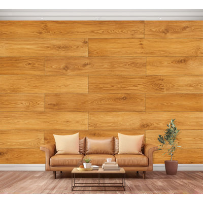 Papier peint mural autocollant imitation parquet en chêne naturel, grand format, amovible et repositionnable, idéal pour le salon, la chambre ou la chambre d'enfant. Dimensions : 254 cm (H) x 366 cm (L).