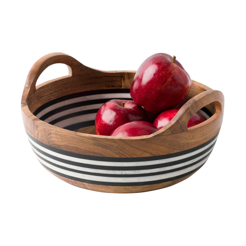 Stonewood Stripe 11" Round Acacia Serving Bowl