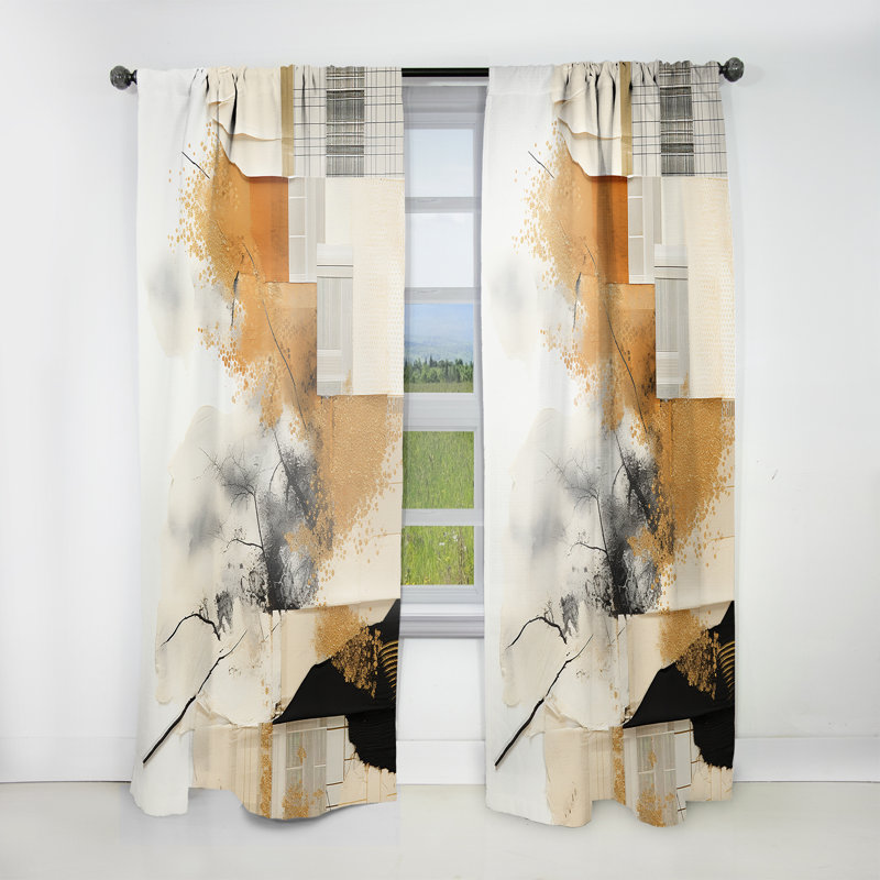 Nicoll Grey And Gold Sunset Collage V - Collages Curtain - Velvet Room Darkening - 1 panel, 52" W x 90" L
