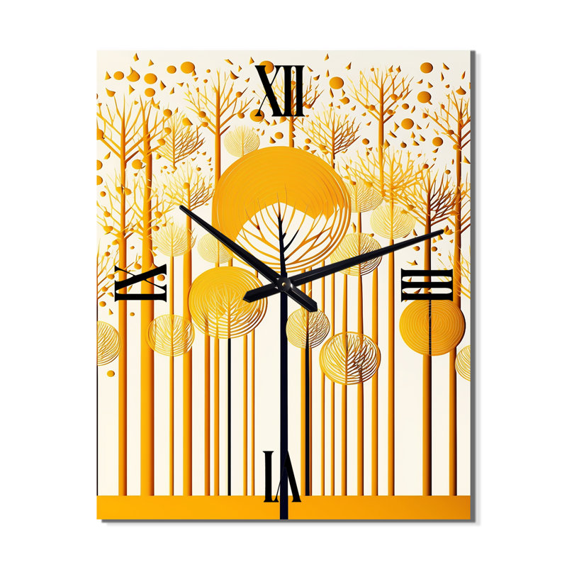 Horloge murale abstraite forêt jaune, Grand