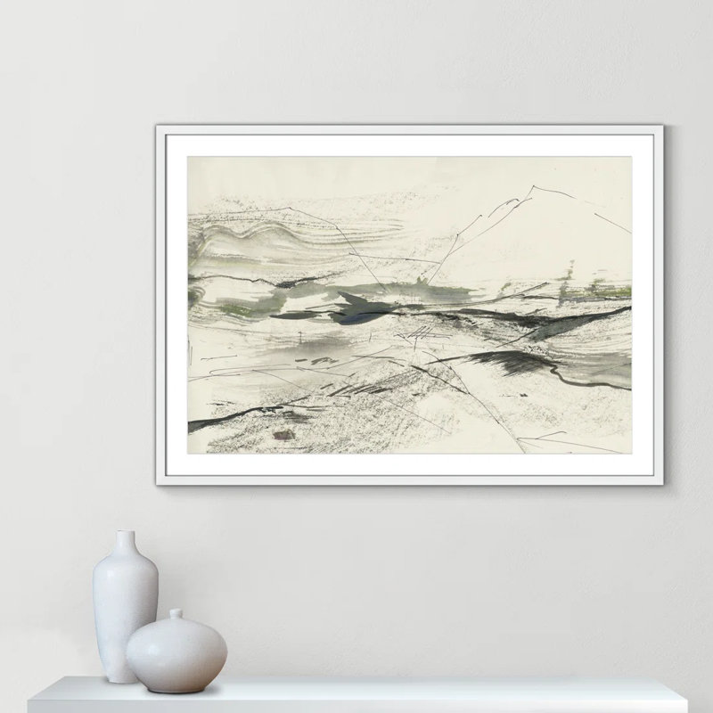" Green Sketches " by PI Studio, Blanc, Cadre blanc encadré, H 29,5 po x l 41,5 po x P 1,25 po