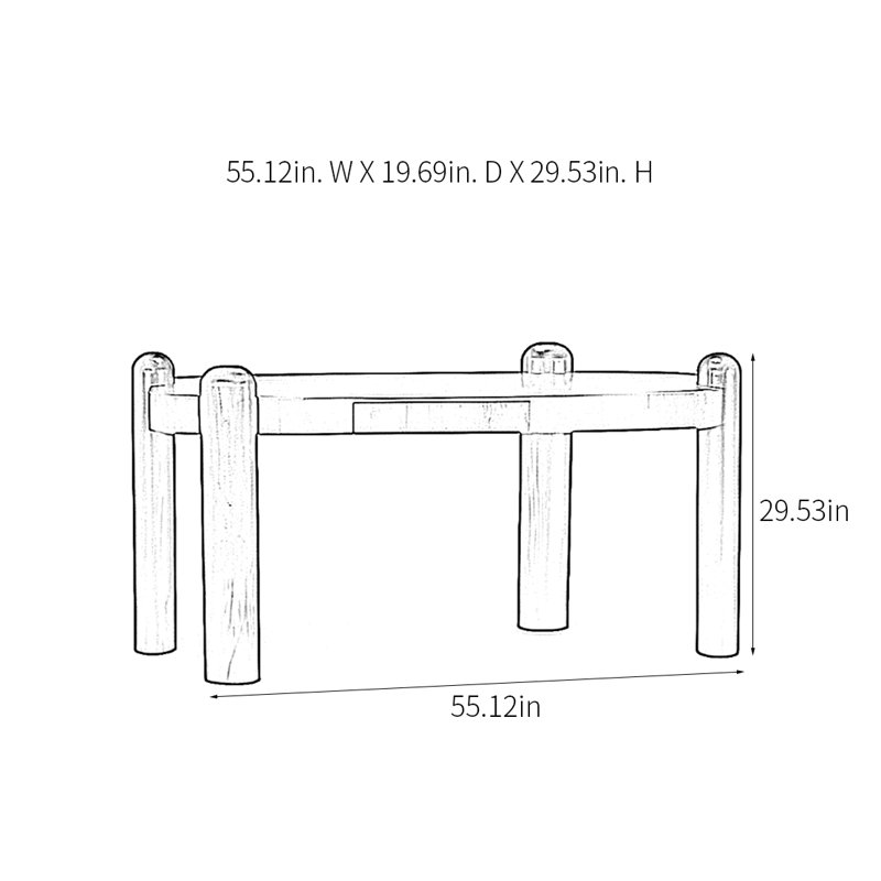 Retro Minimalist Art Console Table, 29.53" H x 55.12" W x 19.69" D