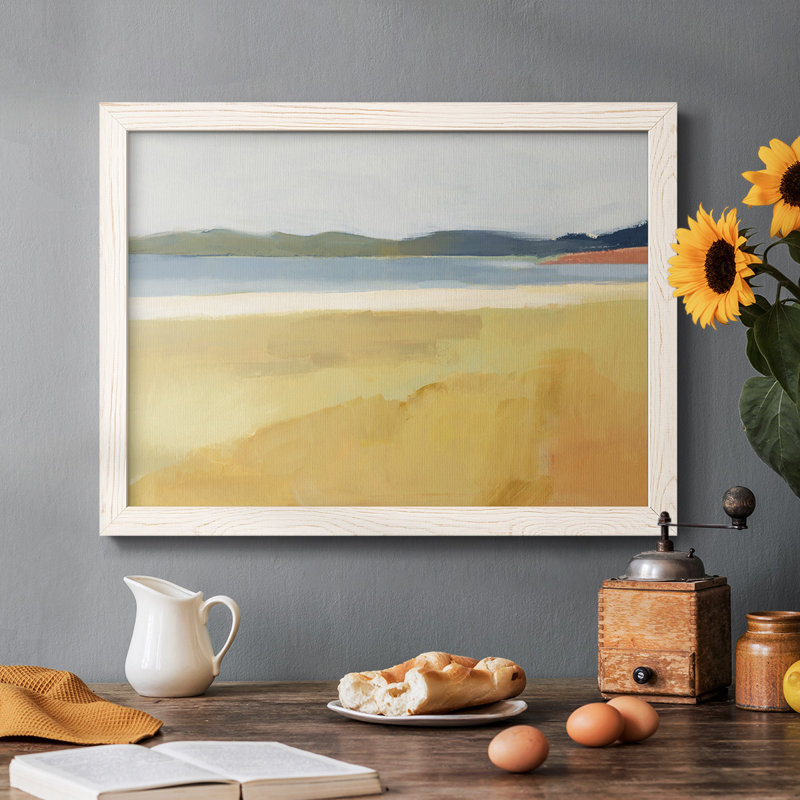 Ochre bord de mer II - Toile tendue avec châssis rustique, Blanc, H 22 po x l 32 po x P 1,5 po